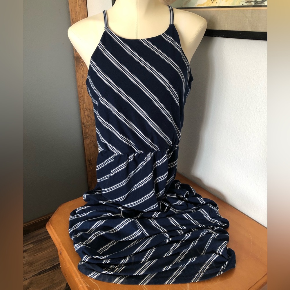 Navy Striped Maxi Dress